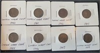 Group of eight 1940s Lincoln Wheat Cents