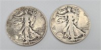 1941 & 1944 Silver Walking Liberty Half Dollars