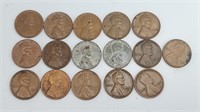 16 US Wheat Pennies Steel Lincoln Cent