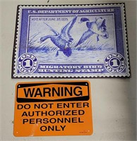 Hunting Stamp & Warning Metal Signs