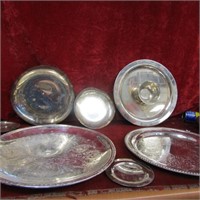 Lot of Silver plate serving trays.
