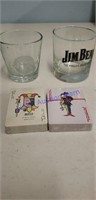 Drinking cups and playing cards