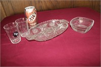 MIXED LOT OF CUT GLASS, CLEAR GLASS, ETC