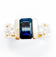 Sapphire & Diamond 14k Gold Band Ring