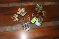 BRASS TONED AUTUMN THEMED WALL SCONCES