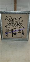 Galvanized home is where the heart is sign