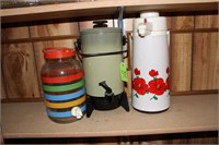 COFFEE PERCOLATOR AND THERMOS AND TEA JUG