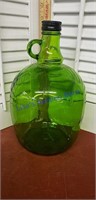 Green hand-blown wine jug