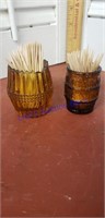 Amber barrel toothpick holders