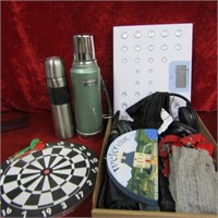 Dartboard, thermos, scale, and more.