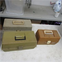 (3)Vintage tackle boxes. Fishing.