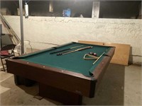 Hartford Pool Table, cues, and rack