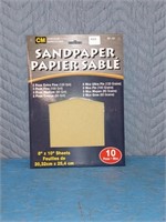 10-piece assorted sandpaper 8x10 in