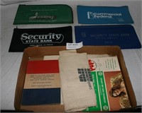 FLAT BOX OF MOSTLY ADVERTISING BANK BAGS