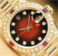 Rolex Ladies Datejust President Diamond Ruby Watch