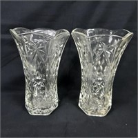 Matching Pair of Cut Glass Vases