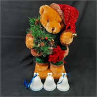 Christmas Bear and 3 Bell Ornaments