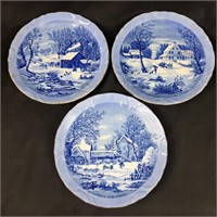 3 x Currier and Ives Homestead Plates