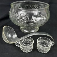 Glass Punch Bowl with 12 Cups and Ladel