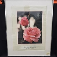 Queen Elizabeth Commemorative Rose Print