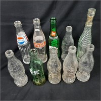 10 x Vintage Glass Drink Bottles