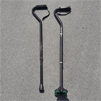 Two Adjustable Height Metal Canes
