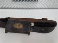 US brush, leather ammo pouch & belt w/brass NJ
