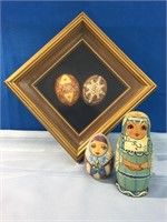 Vintage Ukrainian Eggs & Wooden Dolls