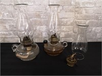 Vintage Finger Oil Lamps with pie crust chimneys
