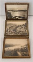 Set of 3 Antique River Pictures Framed