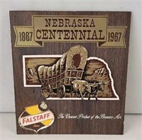 Nebr. Centennial Falstaff Beer Sign 13x12