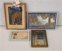 4- Antique Framed Pictures