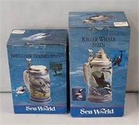 2x- Sea World Whale & Dolphin Steins