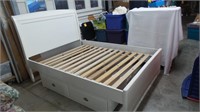 Full Size Platform Bed, White, w/Drawers