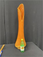 33" Mid Century Orange Slag Glass Swung Vase
