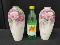 Stunning, Antique Noritake Floral Vases, Signed
