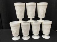Vintage Indiana Milk Glass Grapes and Leaves Cups