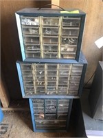 3 RACKS OF NUTS AND BOLT BINS
