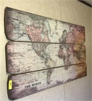 3 PC WOODEN WORLD MAP