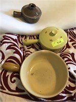 VINTAGE POTTERY AND ENAMEL COOKWARE