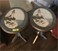 PAIR OF PAINTED LIGHTHOUSE END TABLES