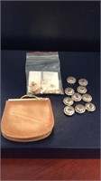 Jewelry pieces button cover and small purse