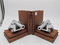 PAIR OF CANNON SHAPED BOOK ENDS