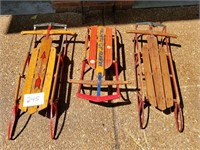 3 vintage sleds