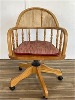 Vintage Caned Back Rolling Swivel Chair