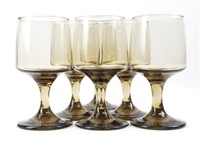 6 Brown Glass Goblets