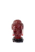 Cherry amber chinese buddha head table sculpture