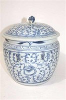 Qing dynasty porcelain blue and white jar with lid