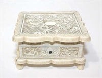 Ivory vintage chinese hand sculpted jewellery box