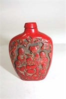 Red coral vintage chinese perfume bottle